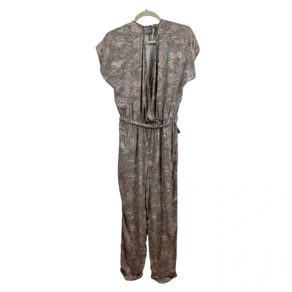 Free People Universal Love Paisley Surplice Open Back Boho Jumpsuit Sz. …